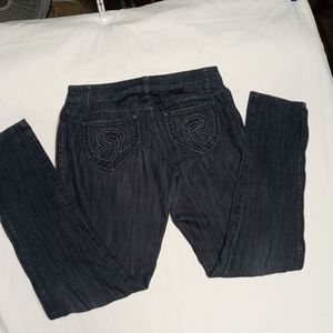 Rocawear Hannah blue jeans women's size 7 skinny leg dark wash zipper sides